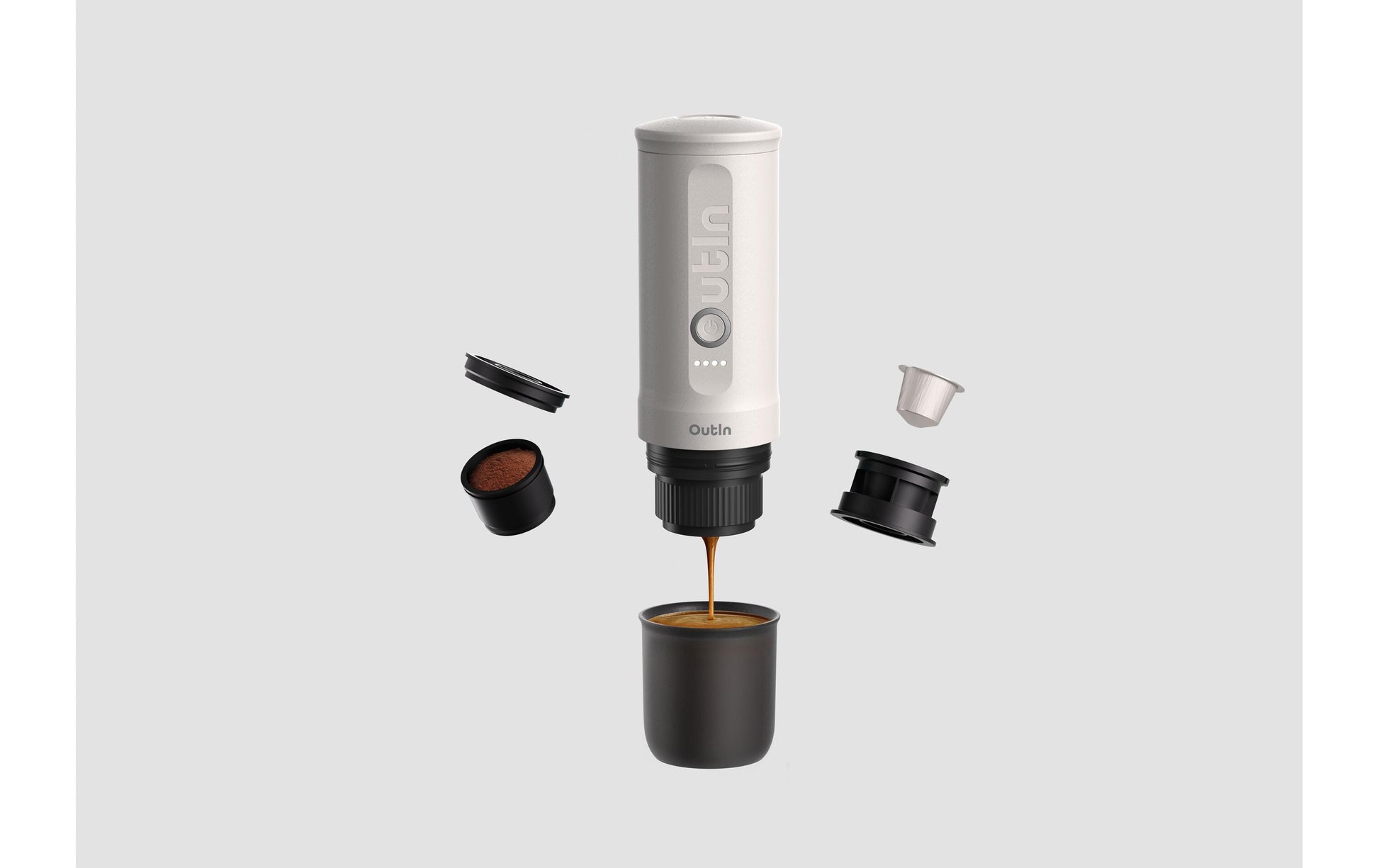 Outin Nano Espressomaschine (Siebträger) – für Nespresso und andere, 20 bar, 0,1 l, weiss, 0,9×1,9×2,5 cm