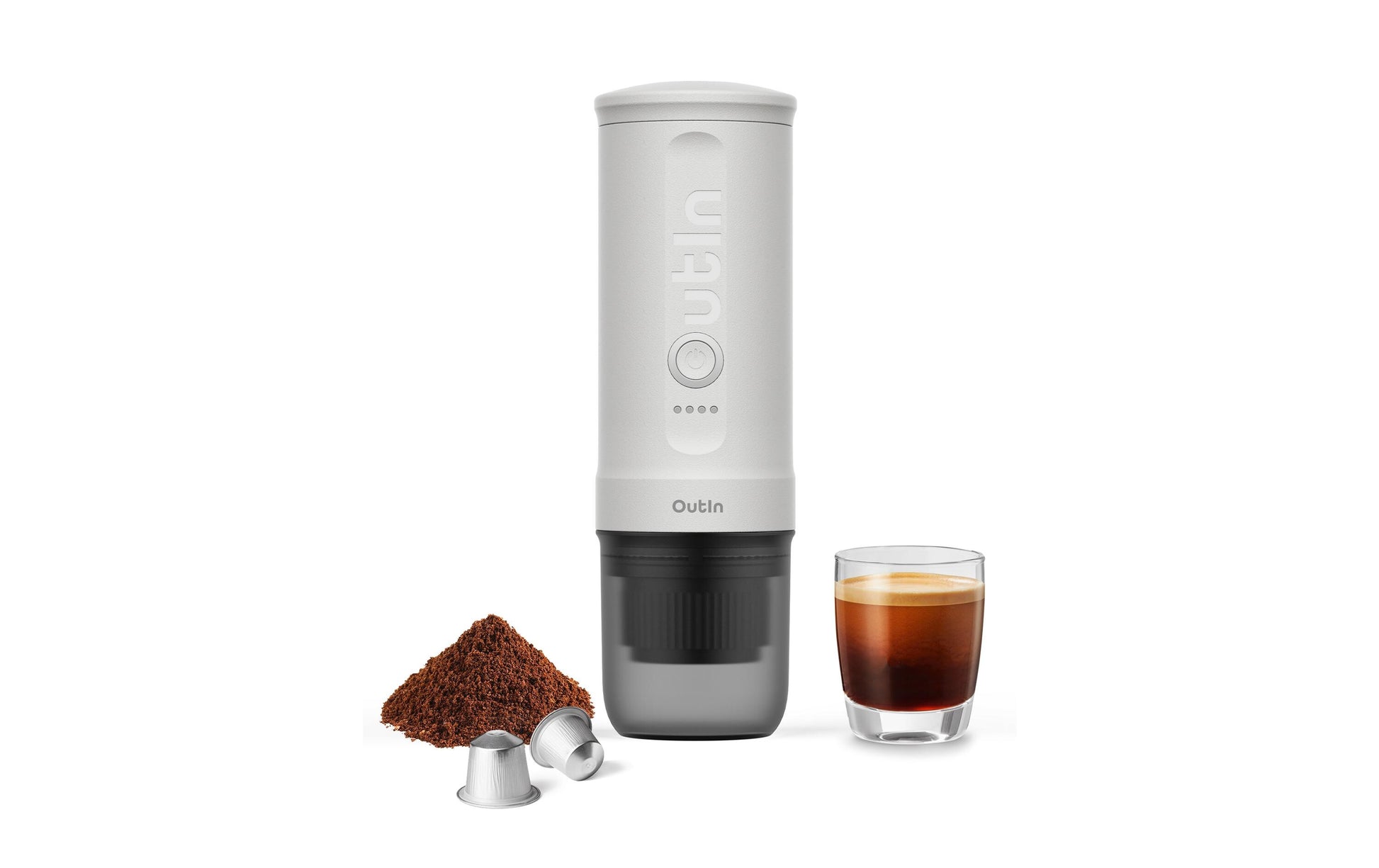 Outin Nano Espressomaschine (Siebträger) – für Nespresso und andere, 20 bar, 0,1 l, weiss, 0,9×1,9×2,5 cm