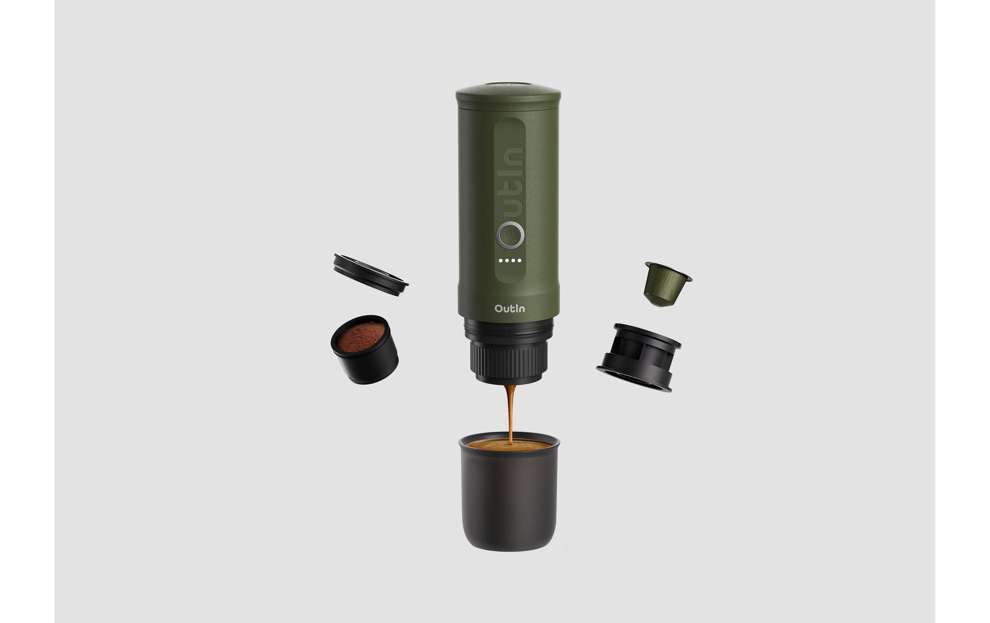 Outin Nano Kapselmaschine – für Nespresso und andere, 0,1 l, grün