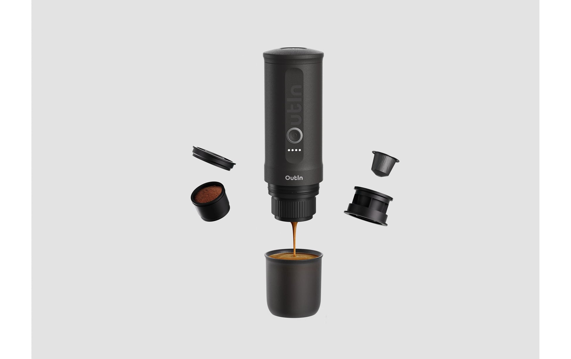 Outin Espressomaschine (Siebträger) – 20 bar, 0,1 l, grau, 0,9 × 1,9 × 2,5 cm