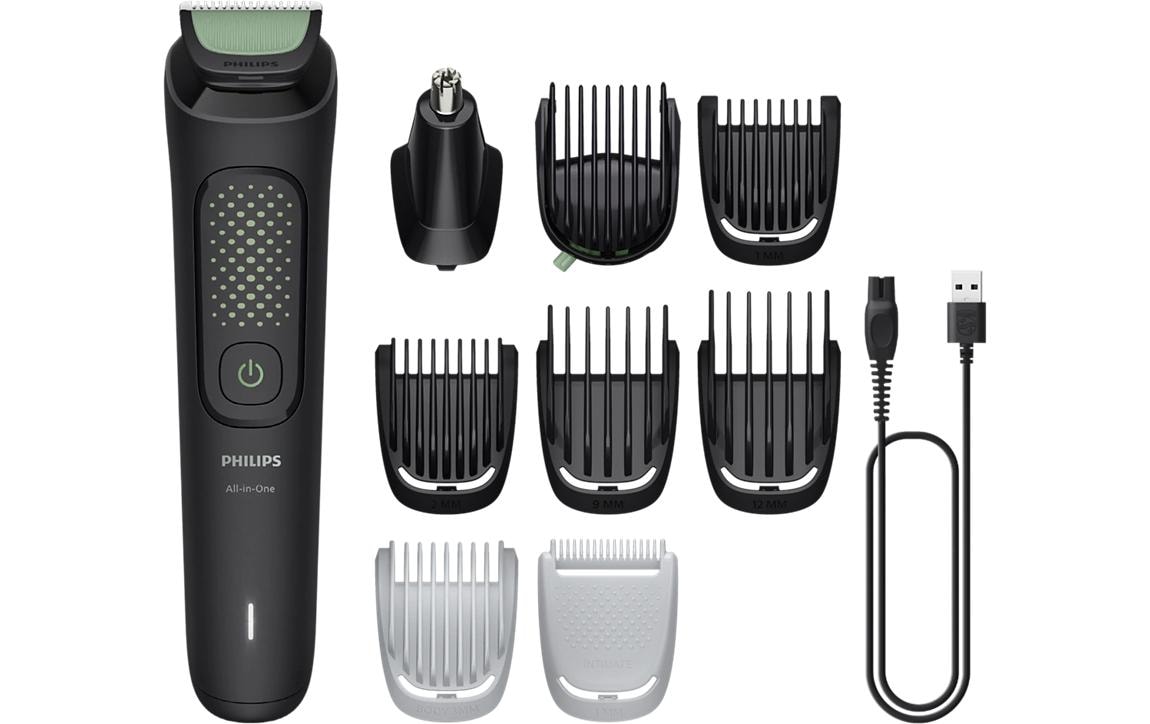 Philips Multigroomer Serie 3000 MG3945/15 – 9 Aufsätze, Akku 90 min, 0,5–12 mm Schnittlänge – Schwarz