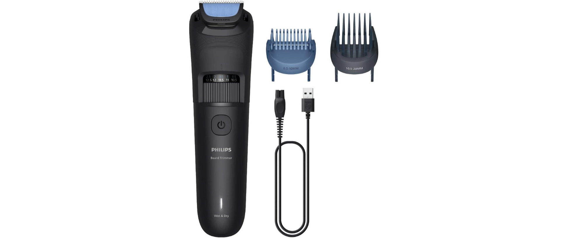 Philips Bartschneider Serie 3000 – 0,5–20 mm, 40 Längeneinstellungen, Nass & Trocken – Akku 70 min – Schwarz