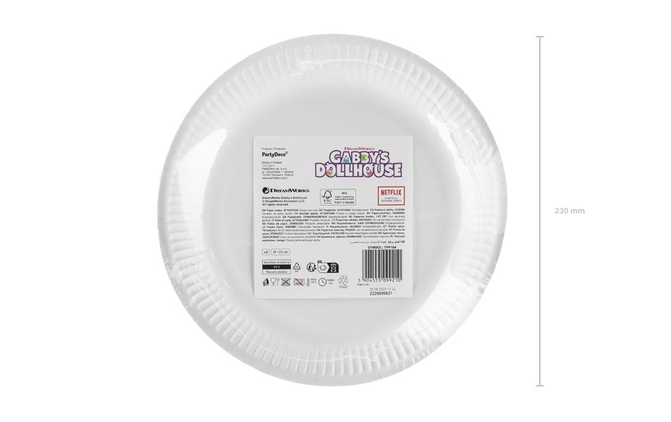 PartyDeco Teller, Papier/Karton, rund – Ø 23 cm, mehrfarbig – 6 Stk.