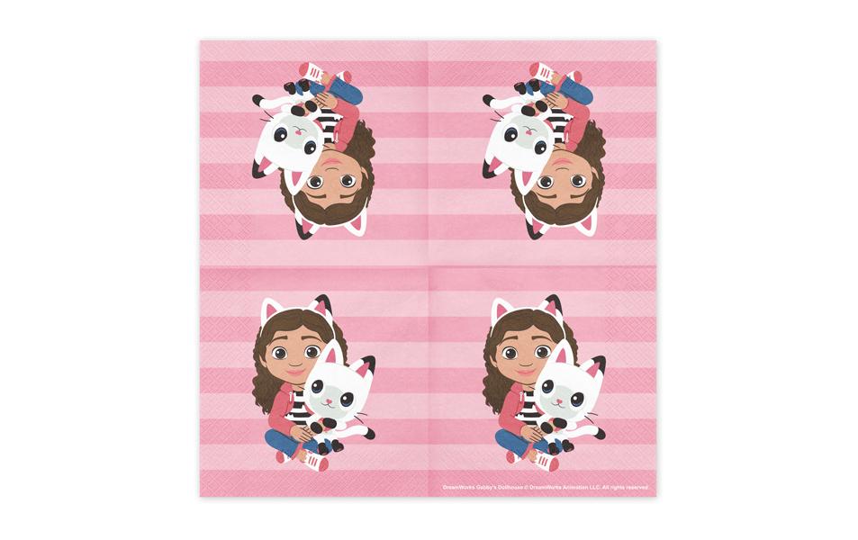 PartyDeco Gabby's Dollhouse Servietten, Papier, 33 × 33 cm, 2-lagig, Pink – 20 Stk.