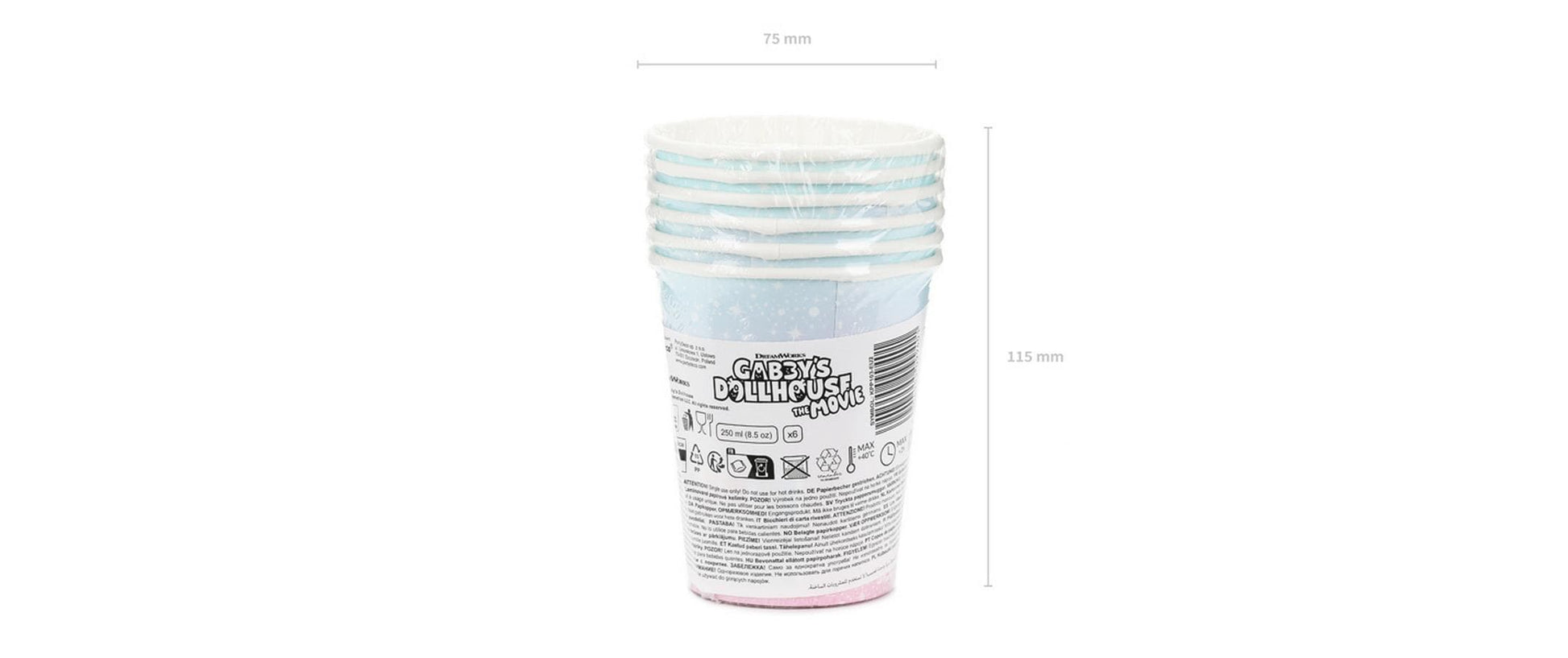 PartyDeco Becher, Papier – 2,5 dl, mehrfarbig – 6 Stk.