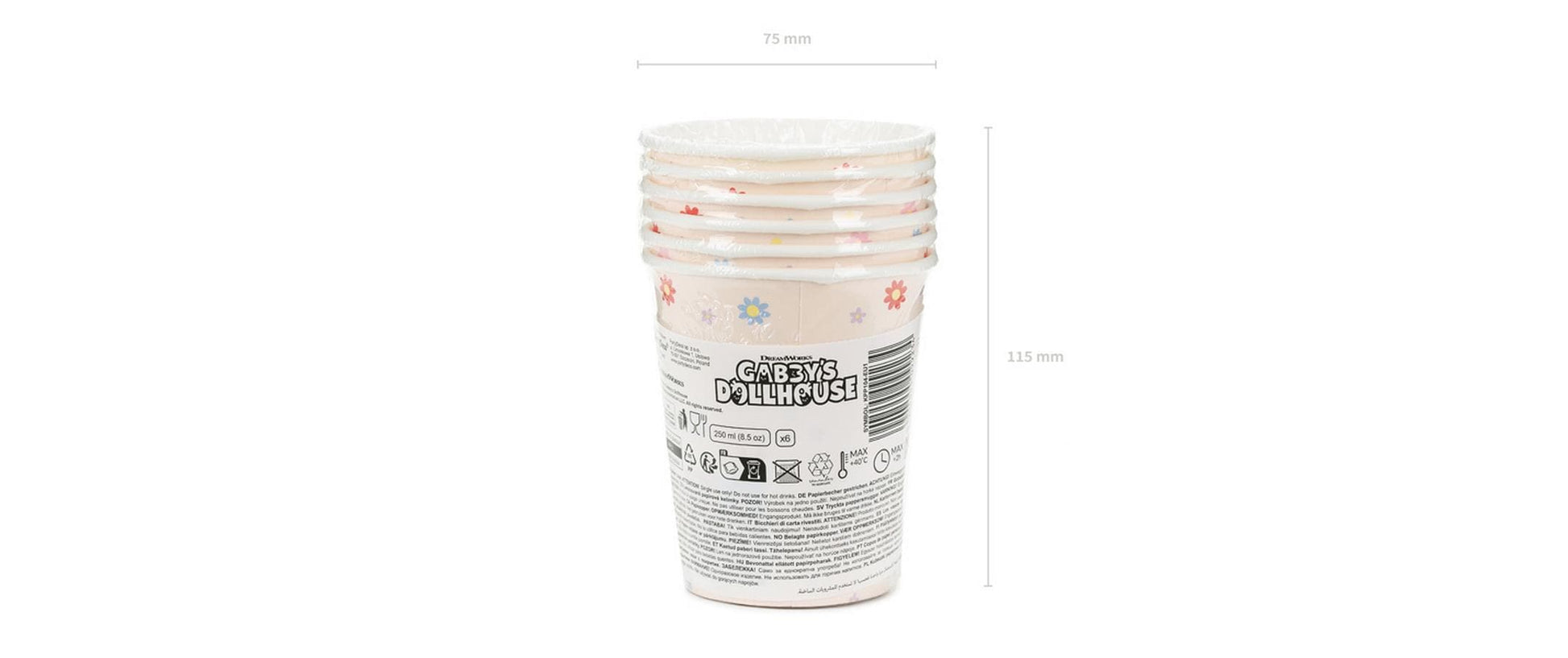 PartyDeco Trinkbecher, Papier – 2,5 dl, mehrfarbig – 6 Stk.