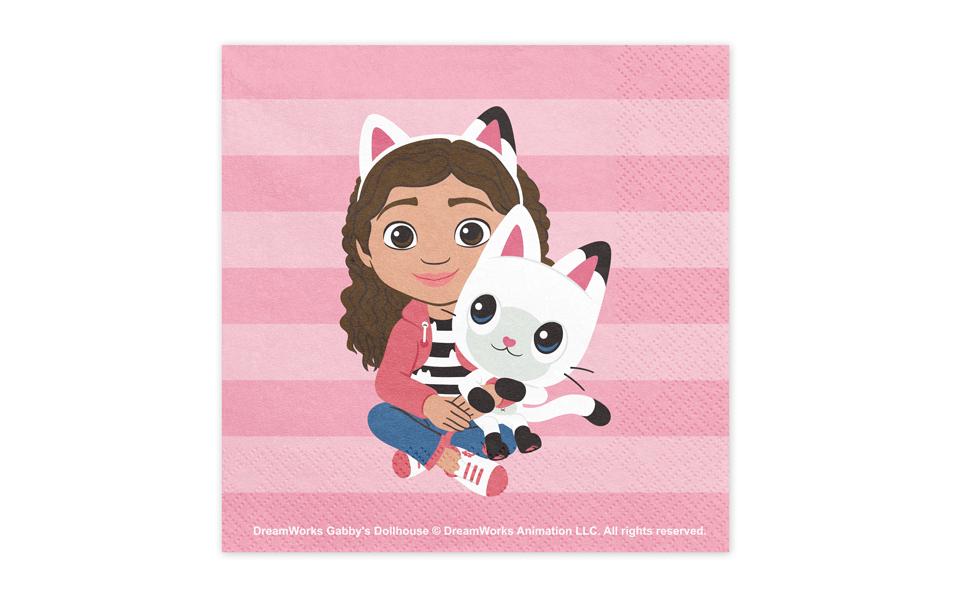 PartyDeco Gabby's Dollhouse Servietten, Papier, 33 × 33 cm, 2-lagig, Pink – 20 Stk.