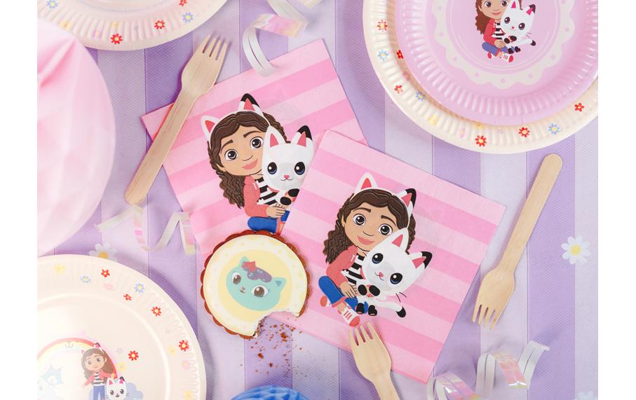 PartyDeco Gabby's Dollhouse Servietten, Papier, 33 × 33 cm, 2-lagig, Pink – 20 Stk.