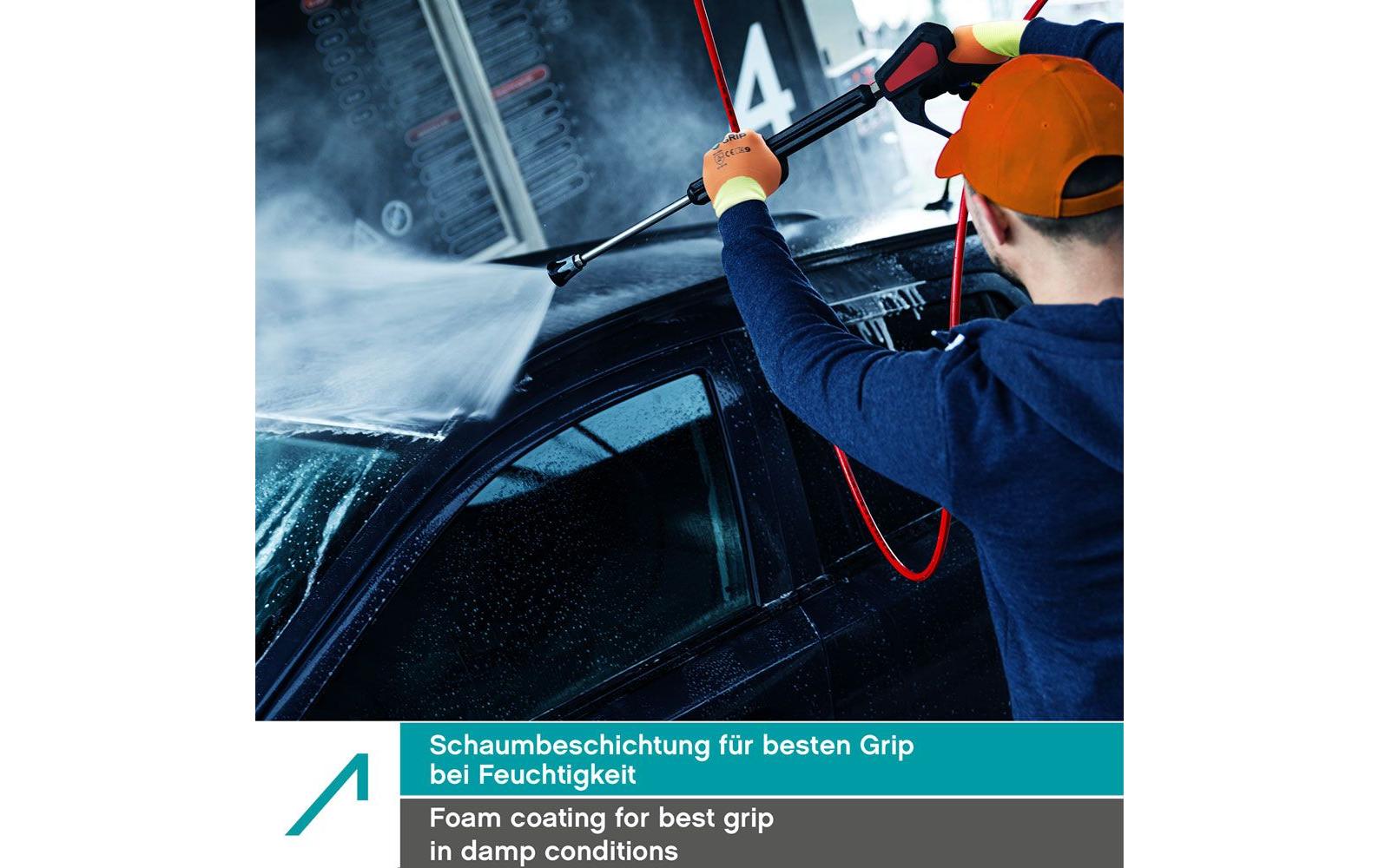 ACE HydroGrip Arbeitshandschuhe – M, 2 Stück – Schaumstoff, Wasserfest, Orange