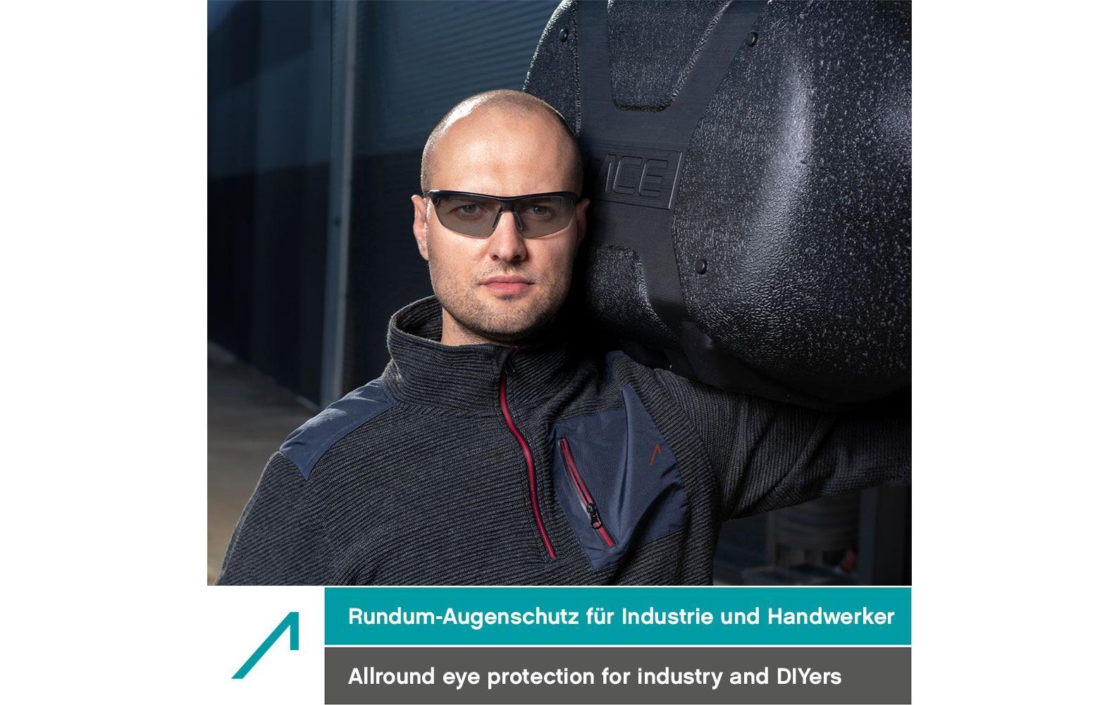 Ace Schutzbrille Evo – grau, beschlagfrei, kratzfest, EN 166