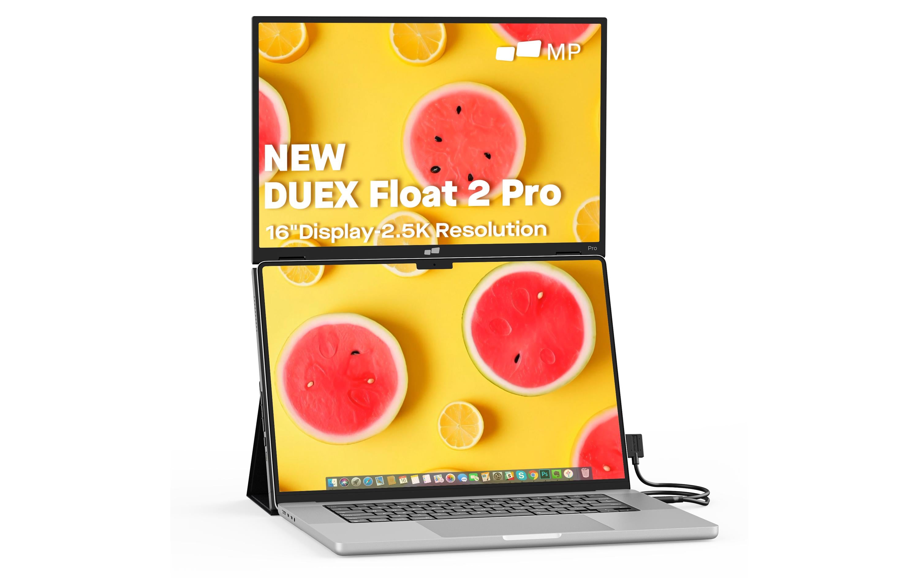 Mobile Pixels Duex Float 2 Pro 16 – Tragbarer Monitor, 16", USB-C, Mini-HDMI, Lautsprecher, USB-Hub, Schwarz