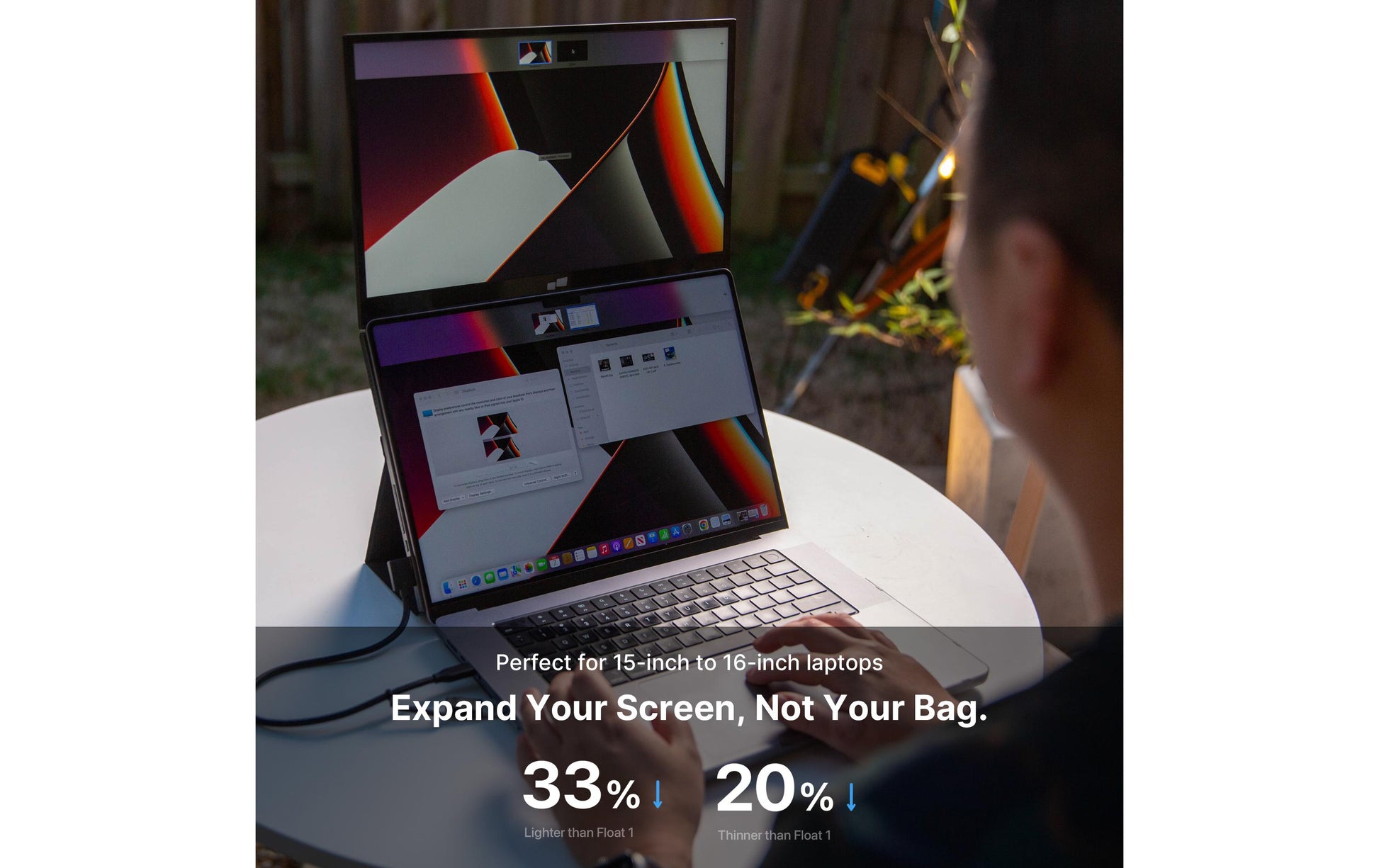Mobile Pixels Duex Float 2 Pro 16 – Tragbarer Monitor, 16", USB-C, Mini-HDMI, Lautsprecher, USB-Hub, Schwarz