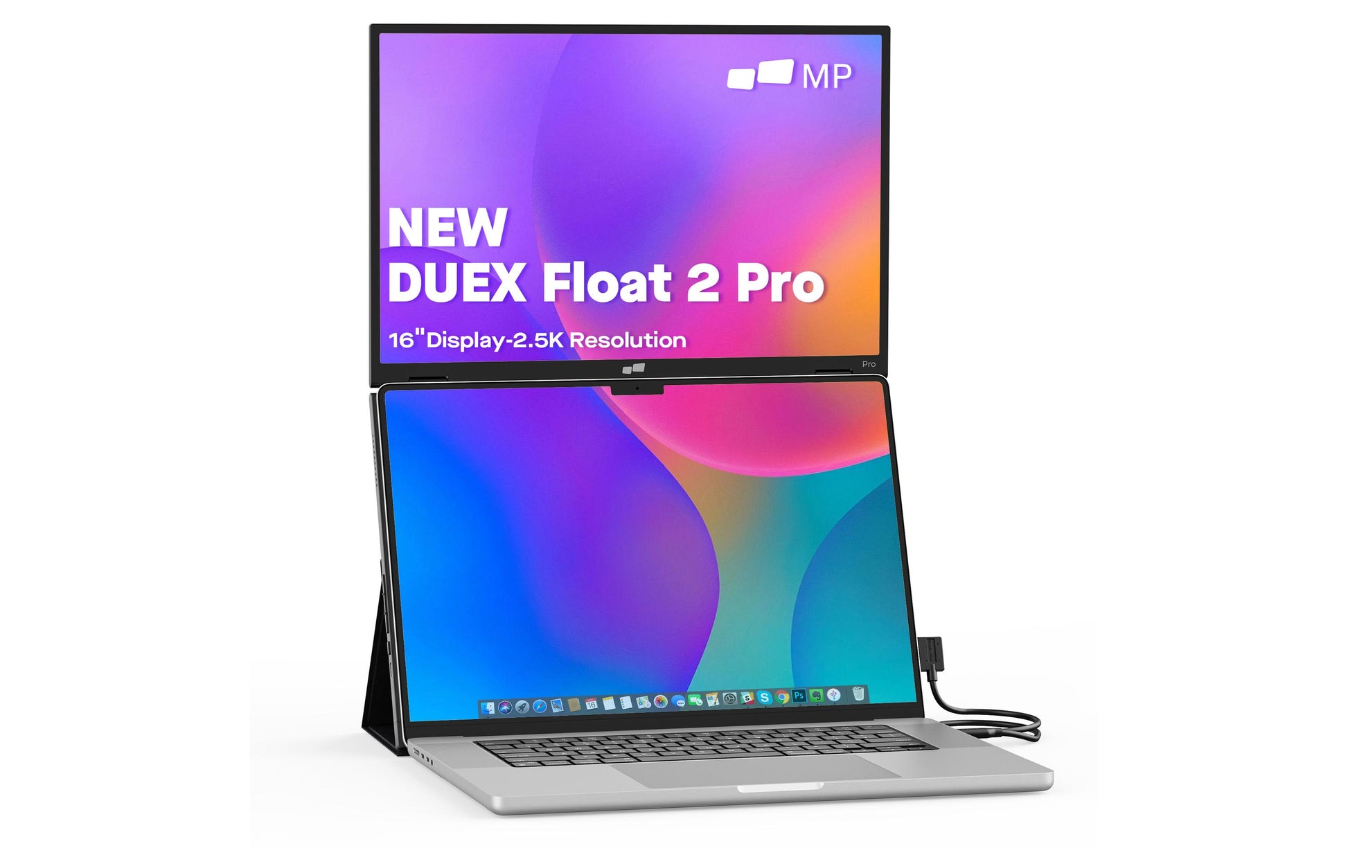 Mobile Pixels Duex Float 2 Pro 16 – Tragbarer Monitor, 16", USB-C, Mini-HDMI, Lautsprecher, USB-Hub, Schwarz