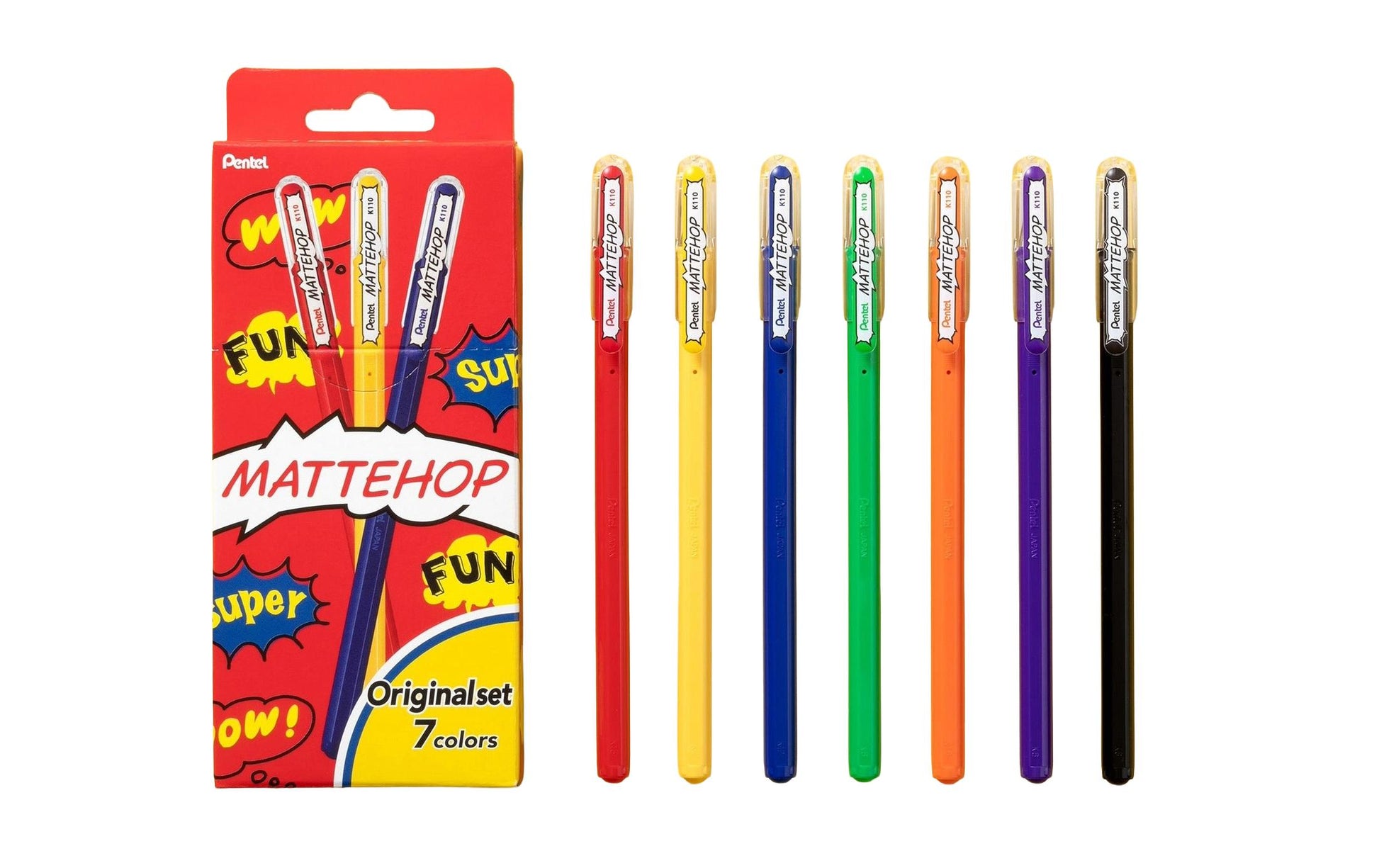 Pentel Mattehop K110-V7SA – Tintenroller, 0,5 mm, sortiert, wasserfest – 7 Stk.