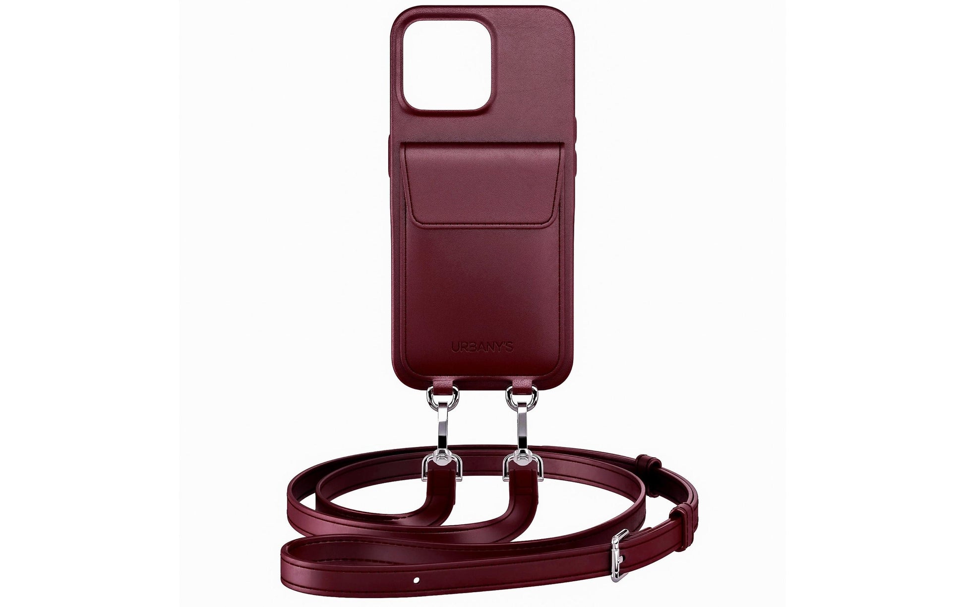Urbany's Necklace-Hülle – für Apple iPhone 17 – Weinrot – mit Kartenfach, mit Kordel