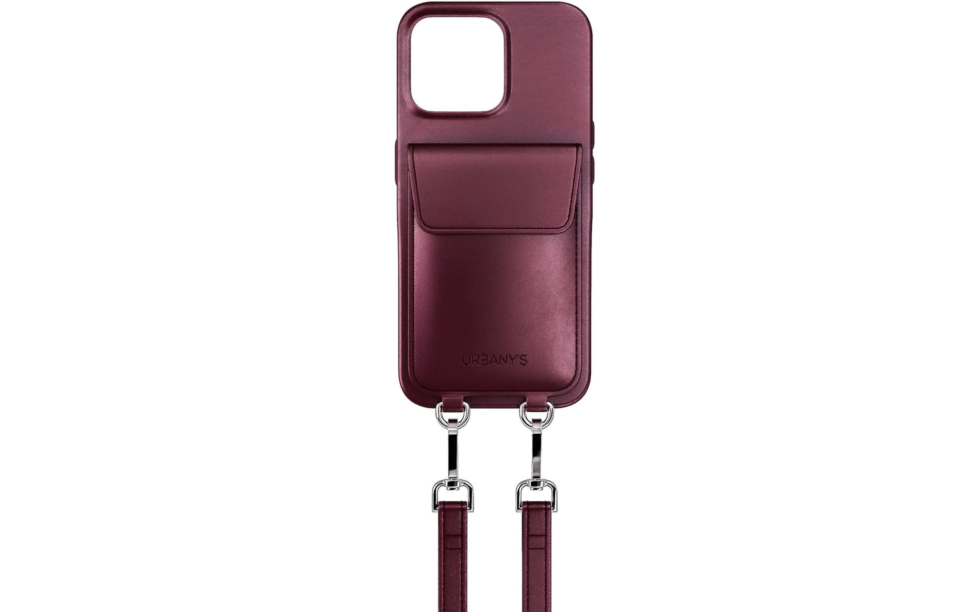 Urbany's Necklace-Hülle – für Apple iPhone 17 – Weinrot – mit Kartenfach, mit Kordel