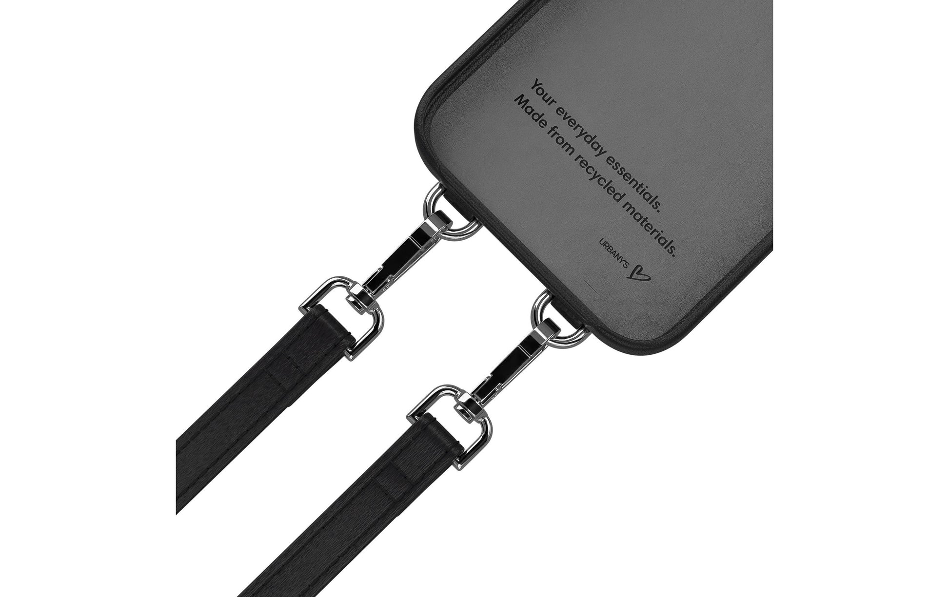Urbany's Necklace-Hülle – für Apple iPhone 17 – Night Owl, schwarz – Kunstleder – mit Kartenfach