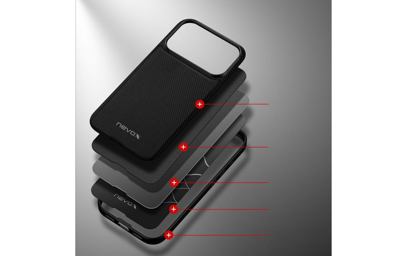 nevox StyleShell NYLO – Backcover – für Apple iPhone 17 Pro, TPU, Schwarz