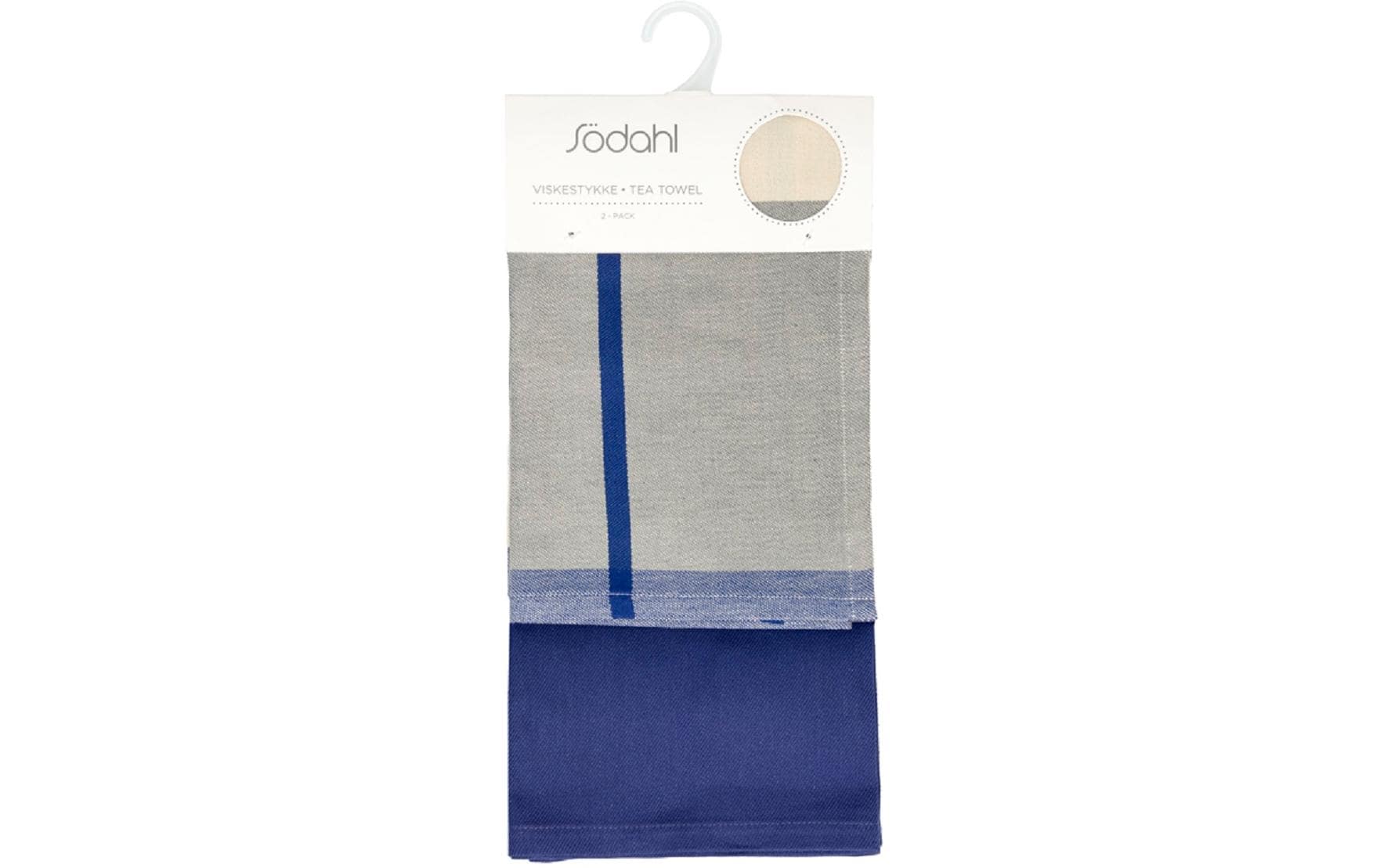 Södahl Geschirrtuch Blocks – 50 × 70 cm, Königsblau, Baumwolle, 2er-Set, OEKO-TEX