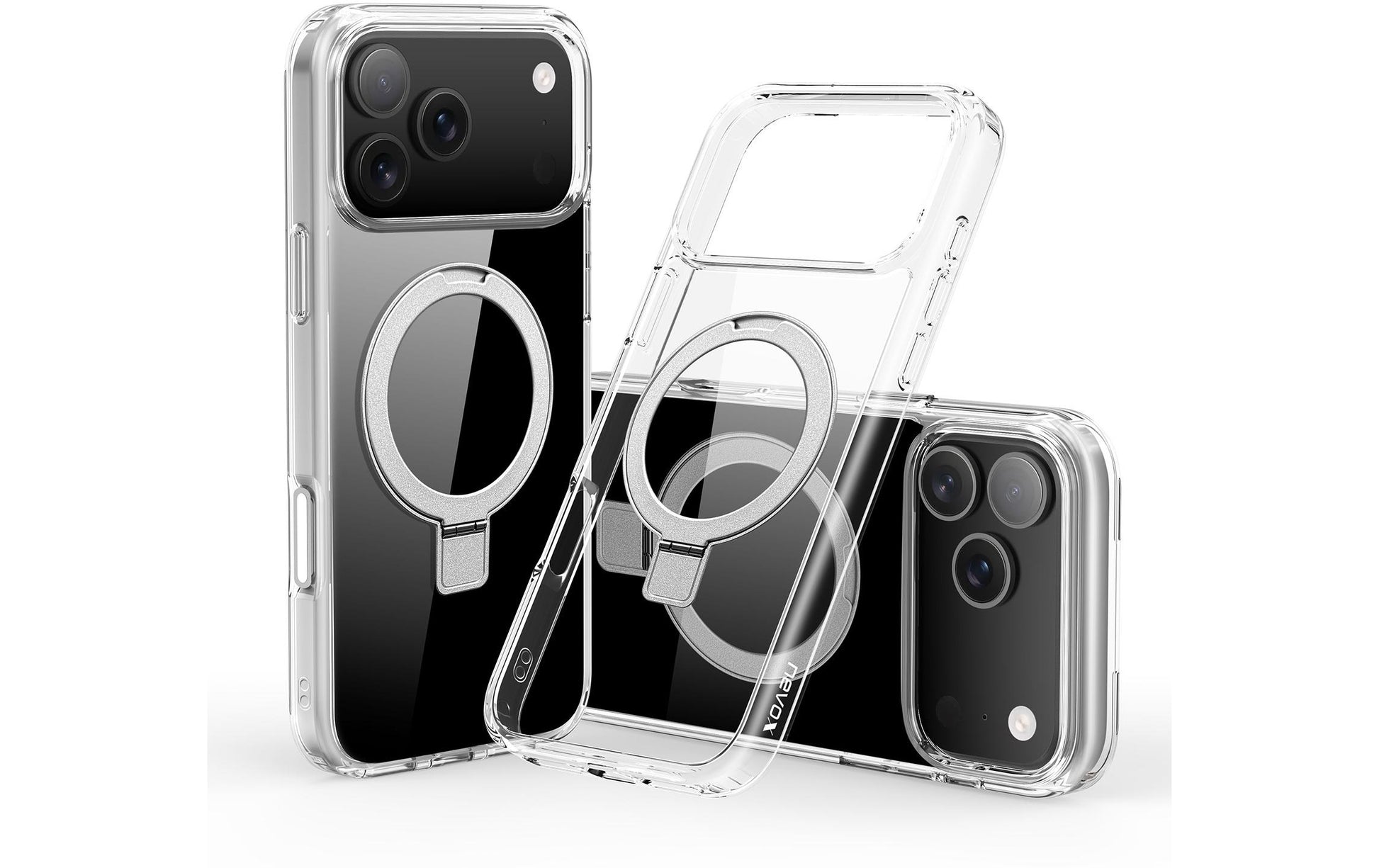 nevox StyleShell SHOCKFlex – Backcover – für Apple iPhone 17 Pro, mit Ständer, TPU, Transparent