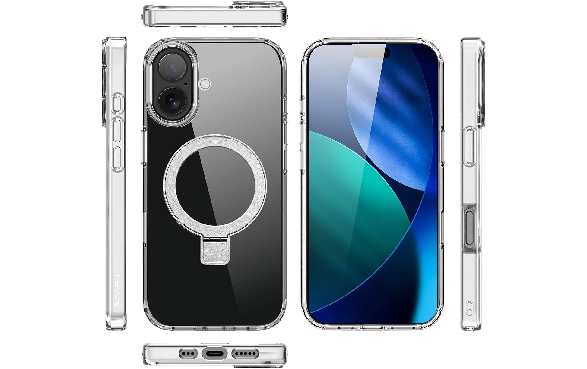 nevox StyleShell SHOCKFlex Backcover – für Apple iPhone 17, mit Ständer, TPU, Transparent