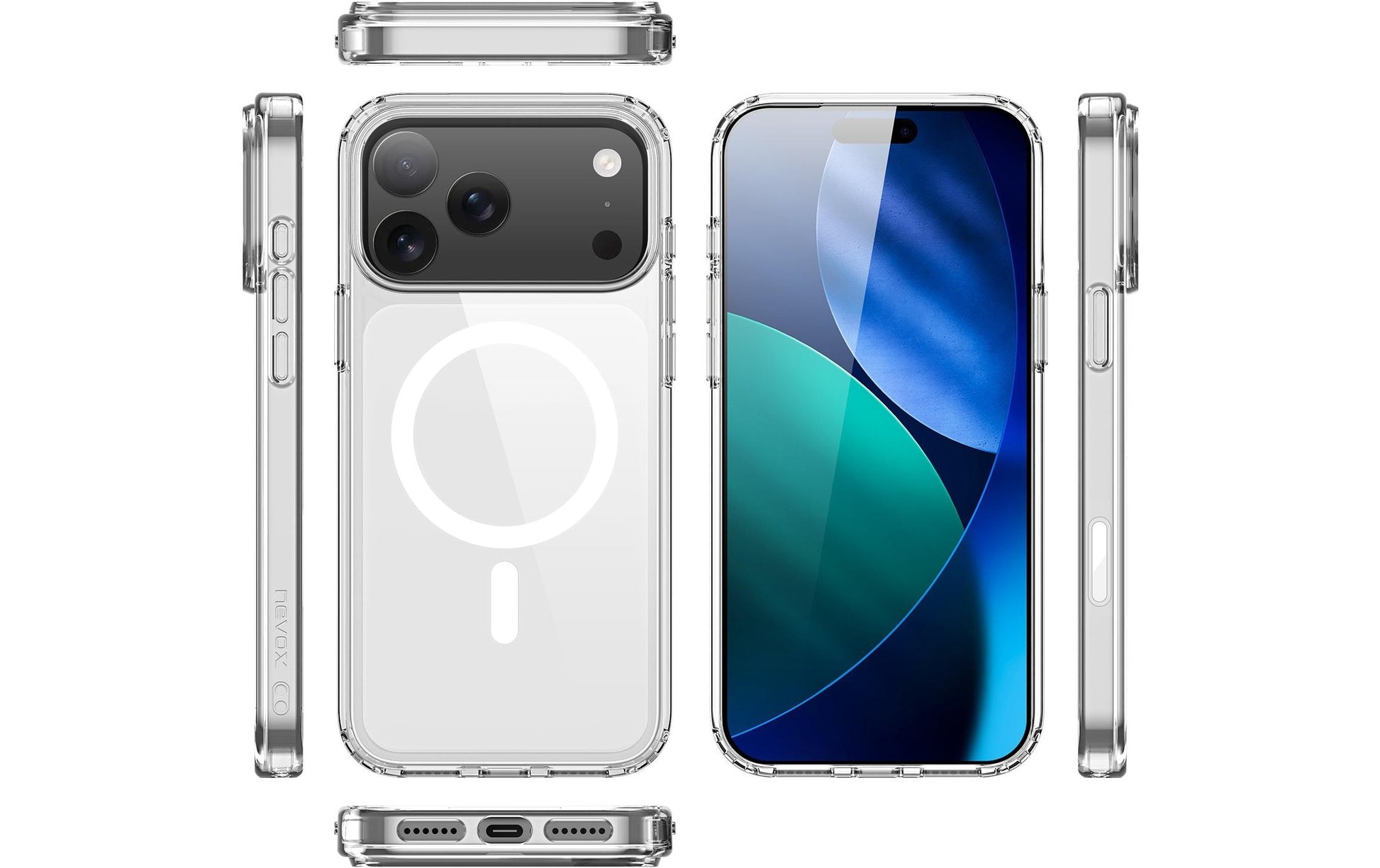 nevox StyleShell SHOCKFlex – Backcover – für Apple iPhone 17 Pro, MagSafe, PC, Transparent