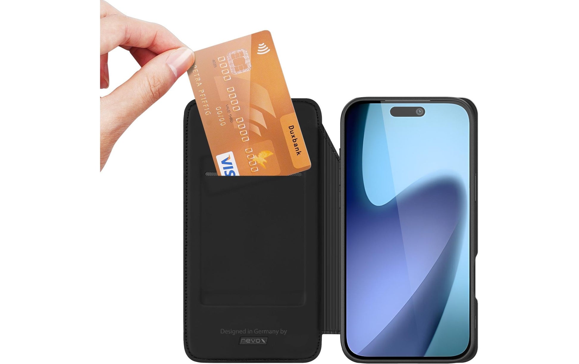 Nevox Vario Series Folio – für Apple iPhone Air, mit Kartenfach, PU, Schwarz