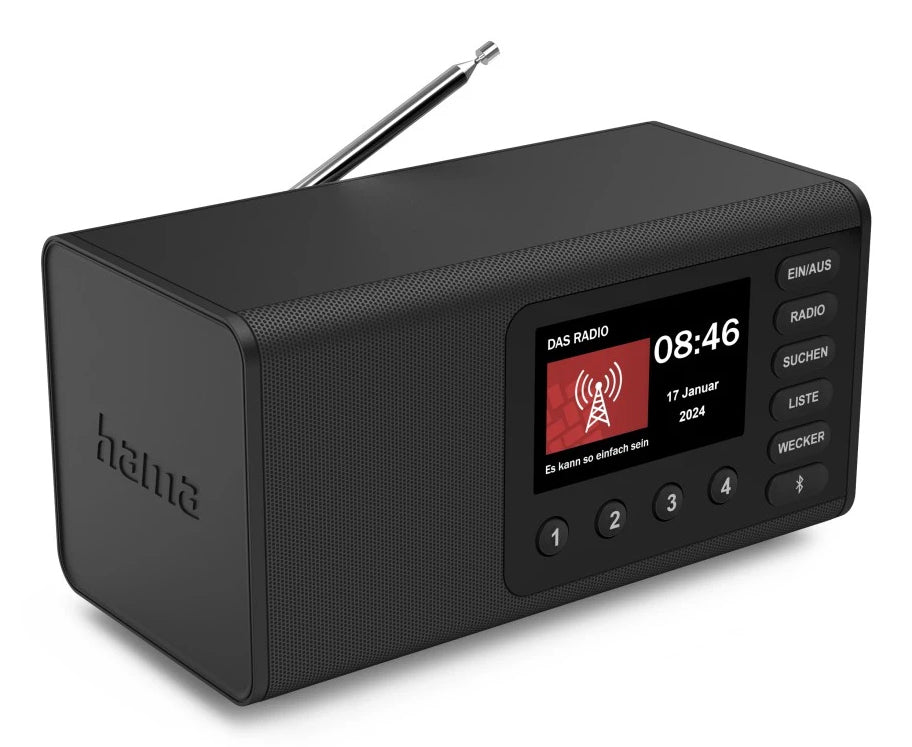 Hama DR1001 – Radiowecker DAB+/FM, Bluetooth, 2 Weckzeiten – Schwarz