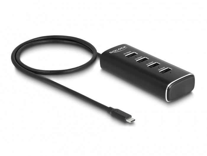 DeLOCK USB-Hub – USB-C, 4× USB-A, 1× USB-C, 10 Gbit/s, für Windows/Mac/ChromeOS