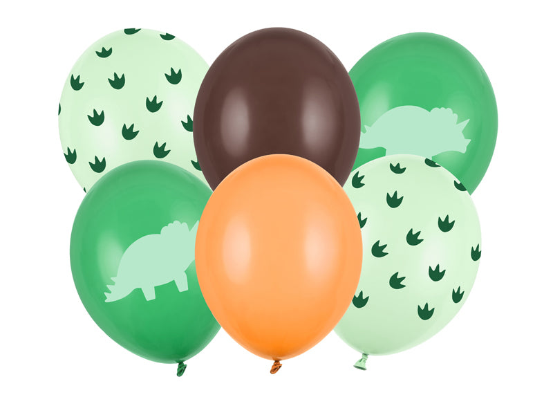 PartyDeco Dinosaurier Luftballons – Mehrfarbig – Ø 30 cm – Latex – 6 Stk