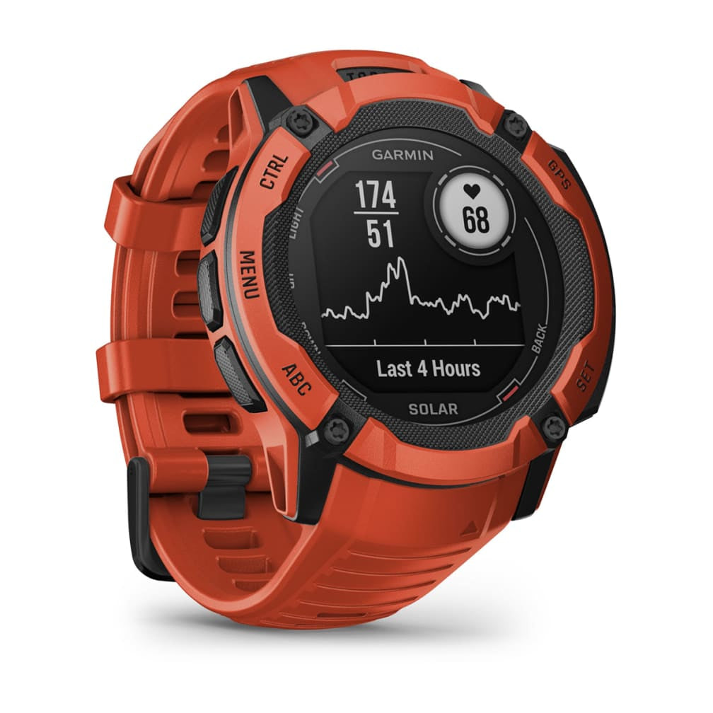 Garmin Instinct 2X Solar – GPS-Smartwatch – 50 mm, 1,1", GPS, MIP, Power Glass, 10 ATM, Rot, Sportarmband
