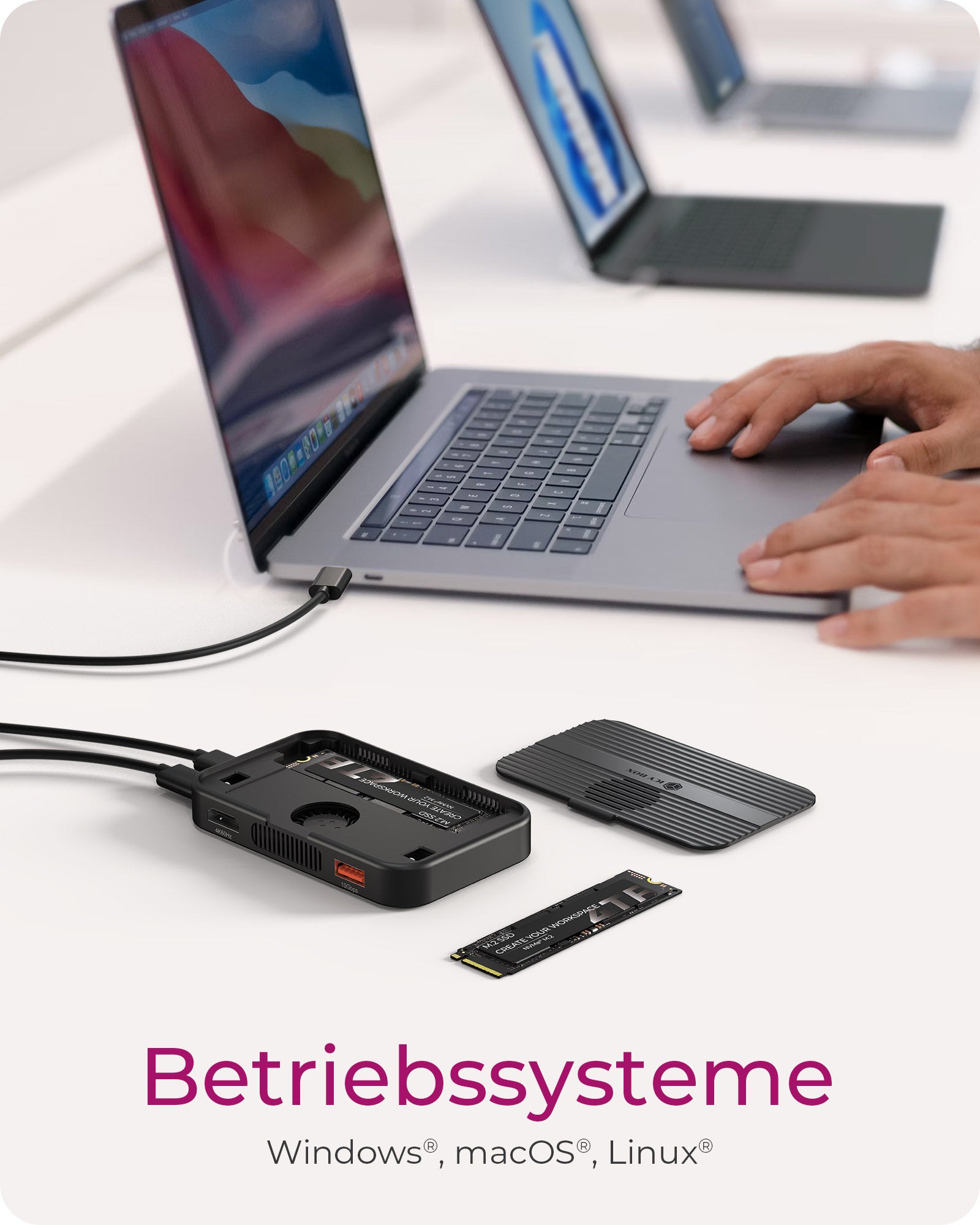 ICY BOX IB-DK4071M-CU31 Dockingstation – USB-C, 1× HDMI, 1× USB-A, 100 W PD, SD/microSD, für Windows/Mac/Linux