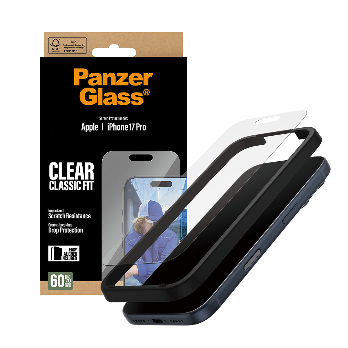 PanzerGlass Displayschutz – für Apple iPhone 17 Pro – stossfest