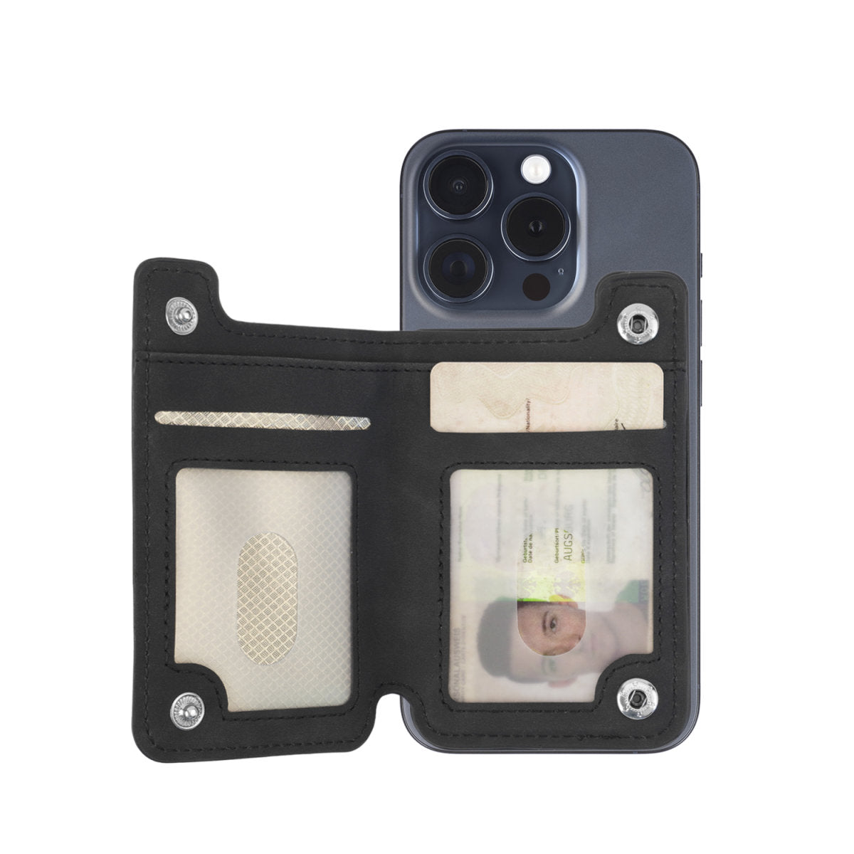 4smarts Geldbörsenhülle – für iPhone 16, iPhone 15, iPhone 14 und andere, 95 × 20 × 180 mm, Kunststoff, Schwarz