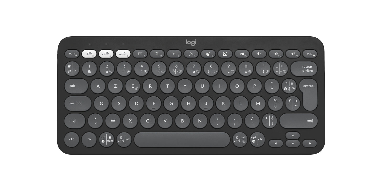 Logitech Pebble Keys 2 K380s – Tastatur, kabellos (Bluetooth), FR-Layout (FR), Graphit