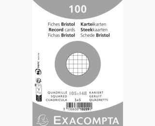Exacompta Karteikarten – A6 – kariert, weiss, 205 g/m² – 100 Stk