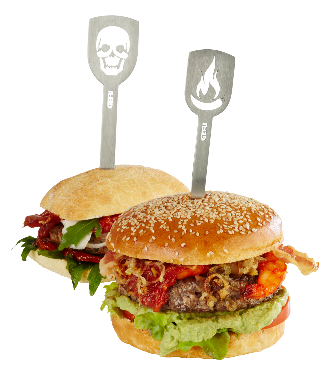 GEFU Burger-Spiesse 19 cm, 2er-Set, Edelstahl, Silber