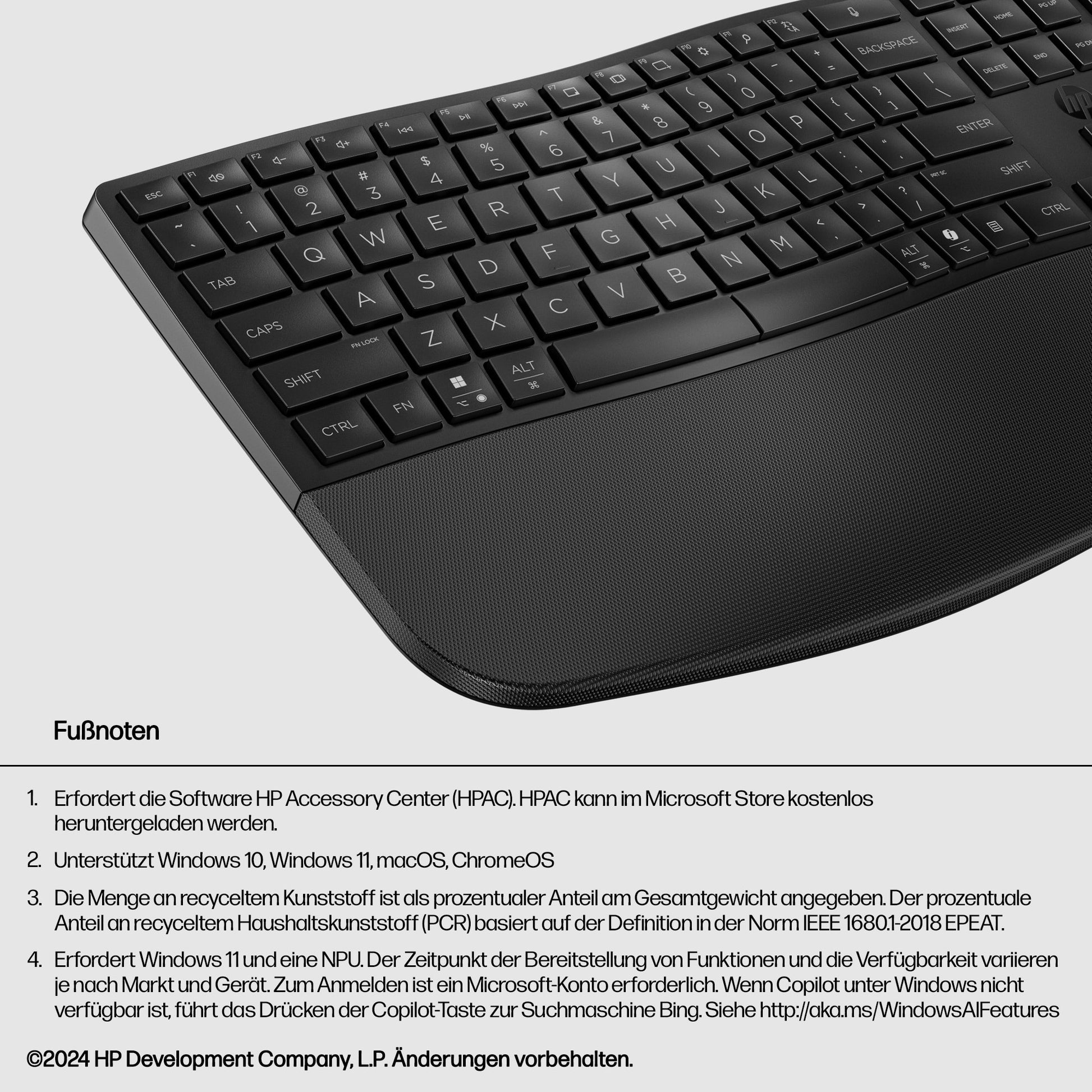 HP 680 Comfort – Tastatur – Bluetooth & 2,4 GHz – Schwarz