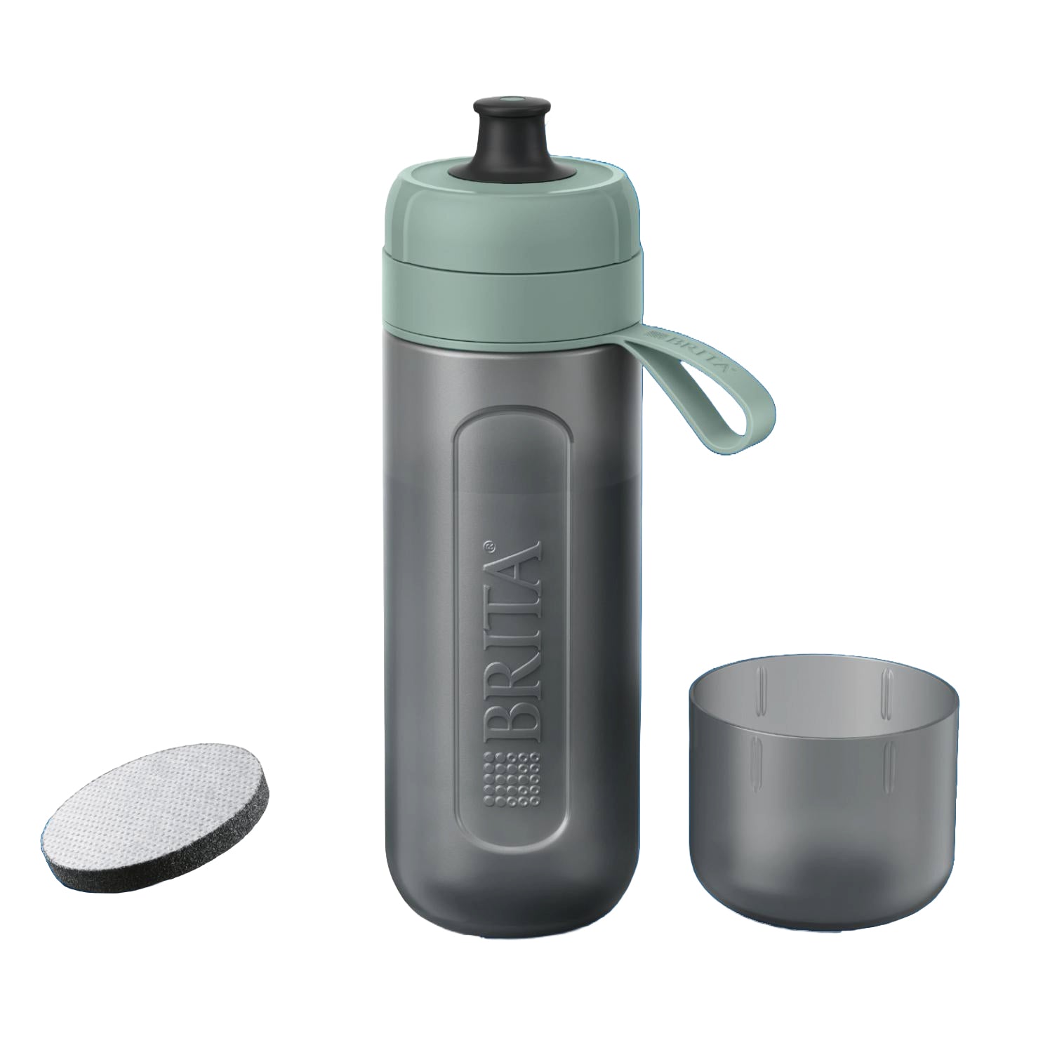 Brita Active Filterflasche 600 ml – mit Aktivkohlefilter, Kunststoff, Dunkelgrün