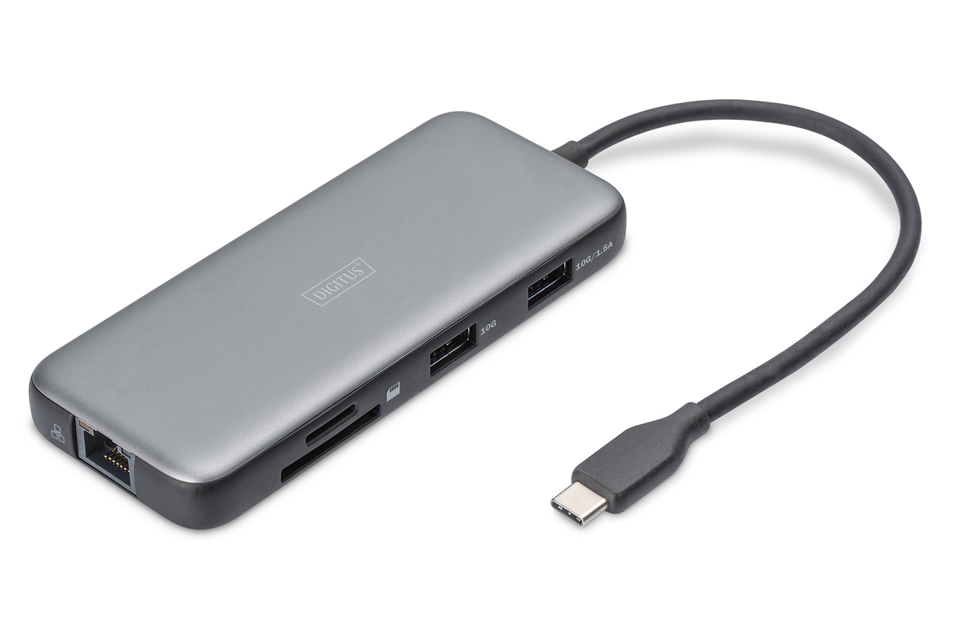 Digitus Dockingstation – USB-C, DP/HDMI, 2× USB-A, SD/microSD, 100 W PD, GbE, für Windows/Mac/ChromeOS