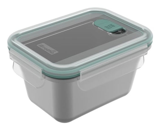 Rotho NALA – Vorratsdose 700 ml, 15,5 × 11,7 × 8,7 cm, Kunststoff/Edelstahl, Silber