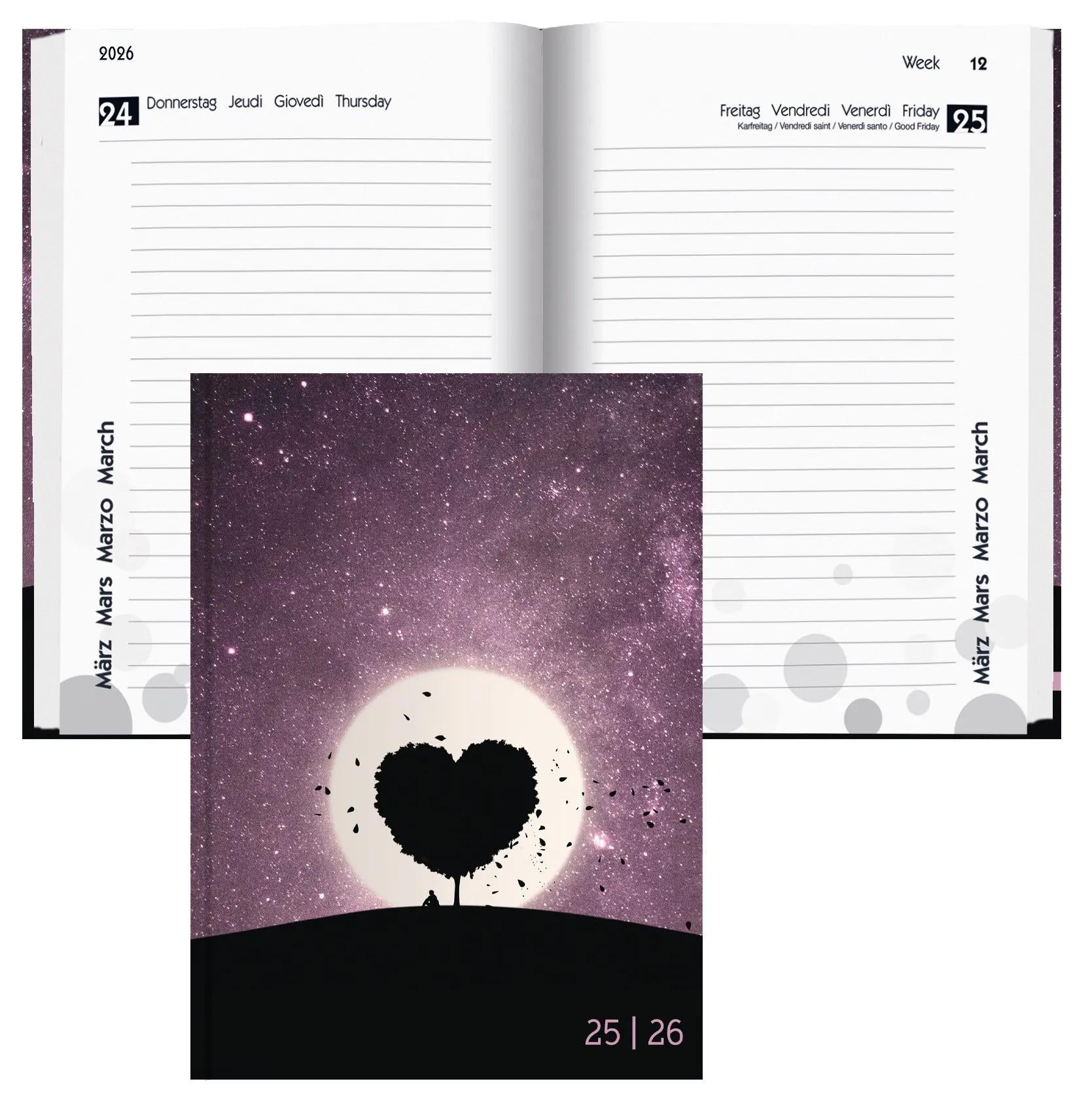 Biella mydiary Schüleragenda – 1 Tag pro Seite, gebunden, 12 × 16,5 cm, Aug–Jul, Love, FSC