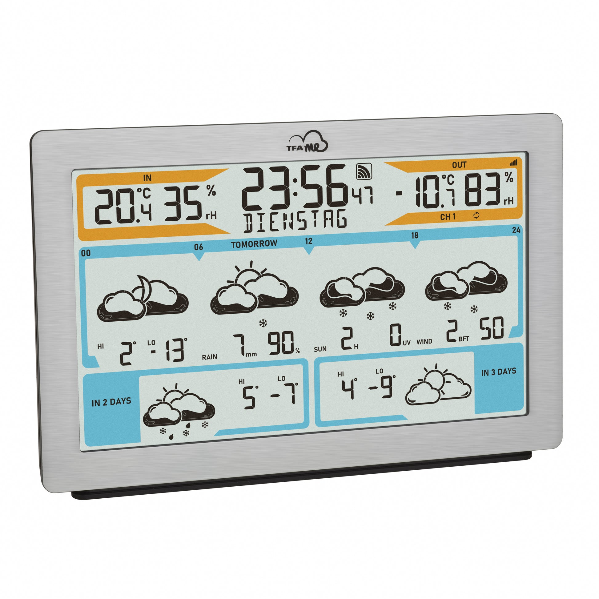 TFA-Dostmann TFA.me ID-02 Sensor-Gateway/Monitor – WLAN, −40–60 °C, 10–99 %, Innen/Aussen