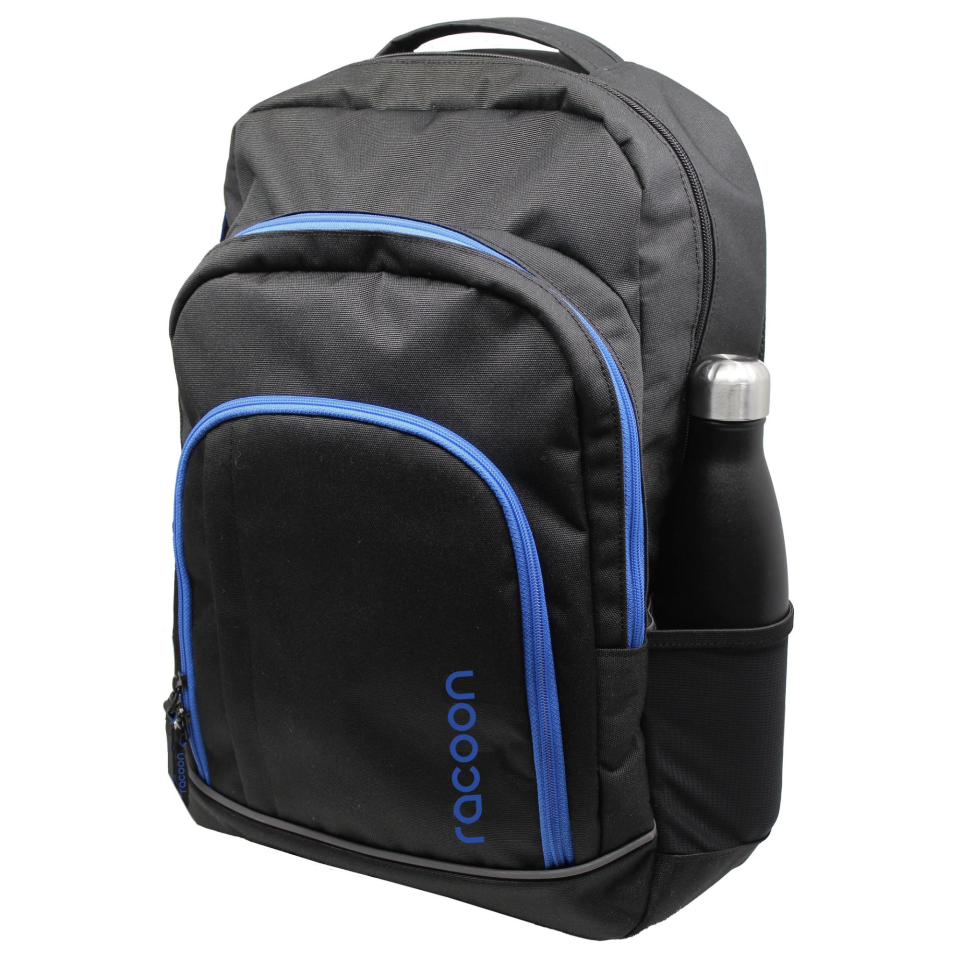 Racoon – Everyday Schulrucksack – Blau, Schwarz – Recyceltes PET – 33 × 48 × 20 cm
