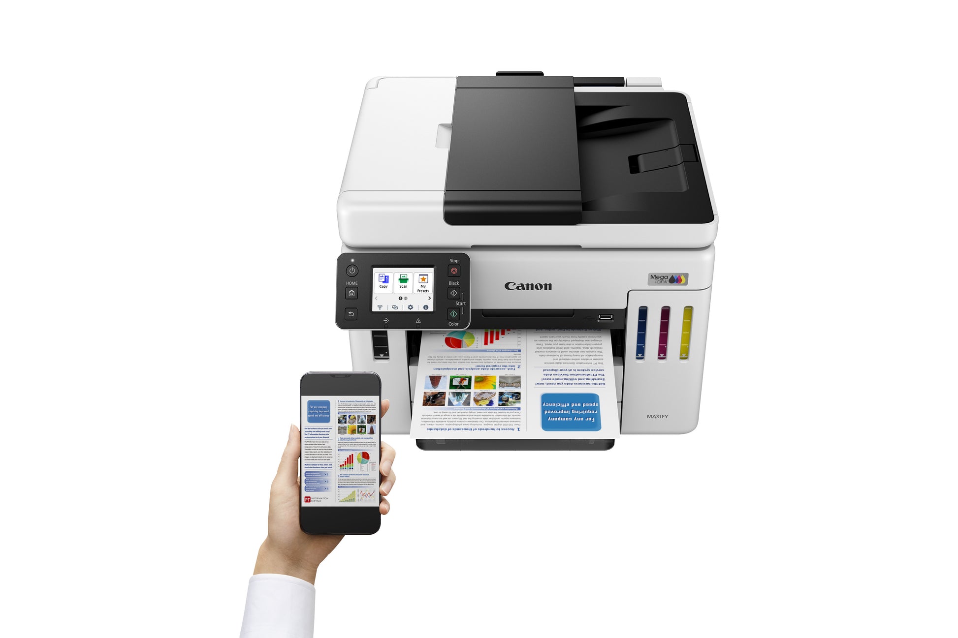 Canon MAXIFY GX7150 – Farbiger Tintenstrahl-MFP, 4-in-1 – USB – Duplex, ADF – 24 Seiten/Min S/W, 15,5 Seiten/Min Farbe