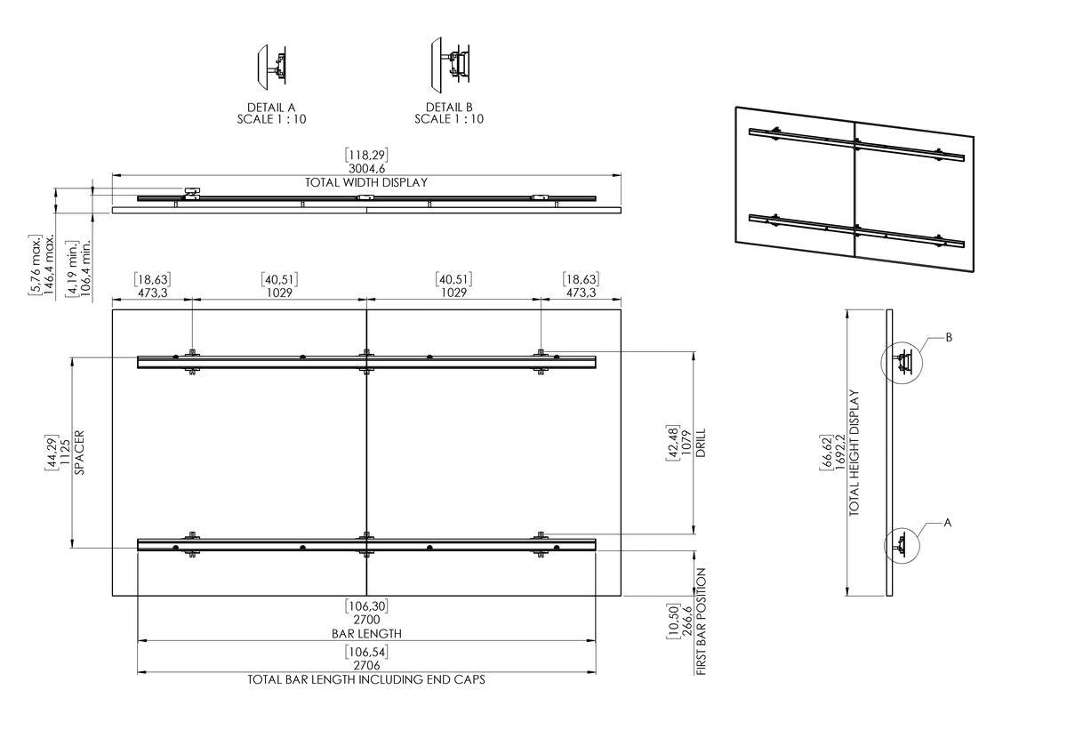 Vogel's LAEC INT 8211 – Wandhalterung, fix, bis 136", schwarz