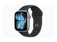 Apple Watch S11 – Smartwatch – 42 mm, LTE, OLED, 50 m, Space Grey, M/L, Schwarzes Sportarmband