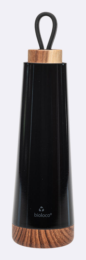 BioLoco Isolierflasche 500 ml – doppelwandig 18 h heiss/12 h kalt, Edelstahl, Holzdeckel