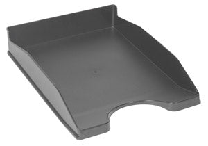 Q-CONNECT Briefkorb – mit Griffausschnitt, mit Beschriftungsfeld, matt, grau, B 255 × H 60 × T 345 mm