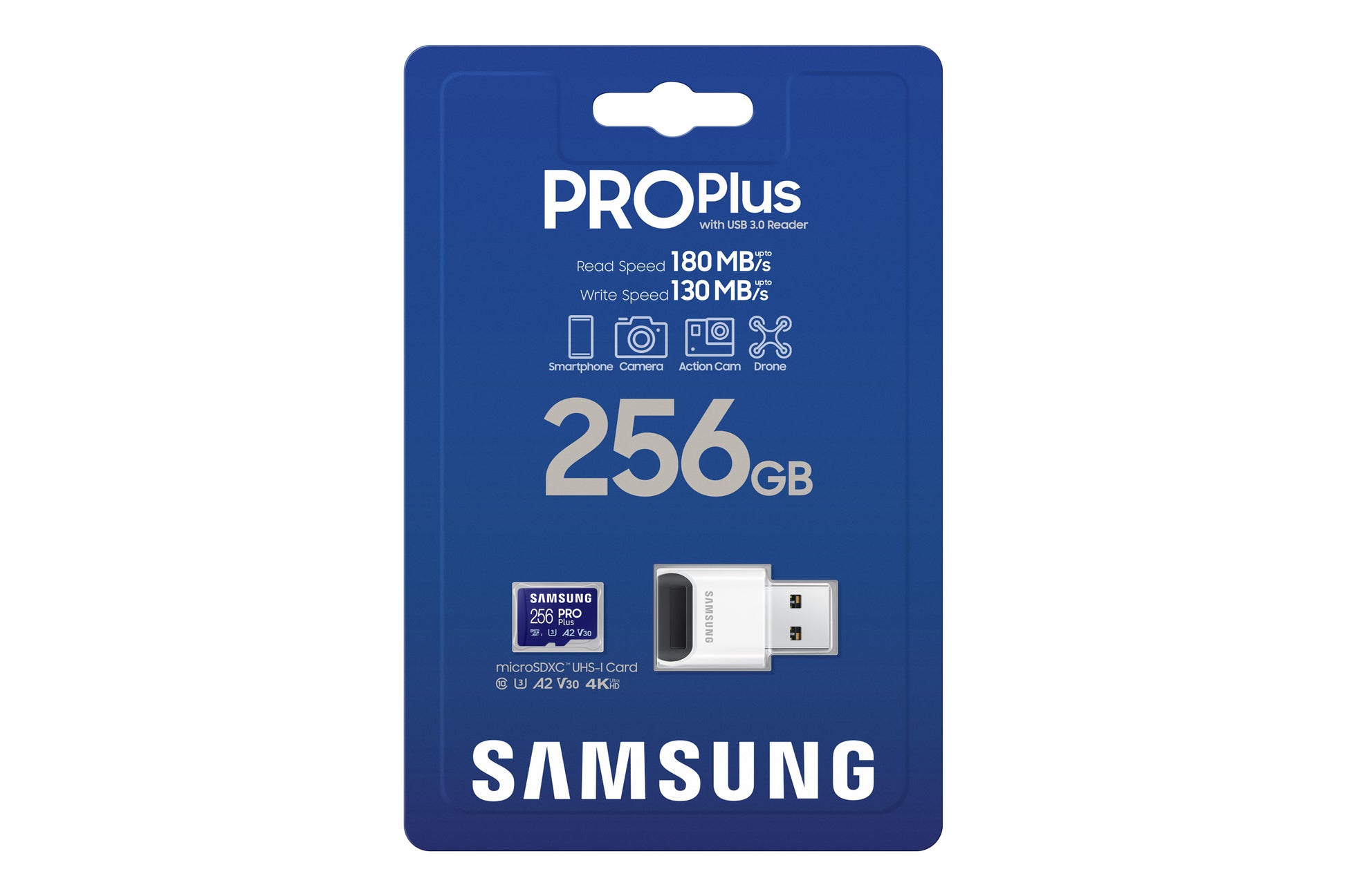 Samsung MB-MD256S microSDXC 256 GB – UHS-I, Klasse 10, V30, A2, 180/130 MB/s
